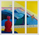 Two Chairs at the Pool, triptych, oil on canvas, 135x120cm, SOLD
